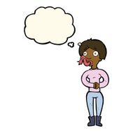cartoon woman with snake tongue thought bubble N11