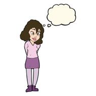 cartoon confused woman with thought bubble N64