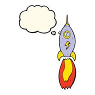 cartoon rocket with thought bubble N3
