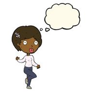 cartoon surprised woman with thought bubble N184