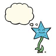 cartoon star flower with thought bubble N7
