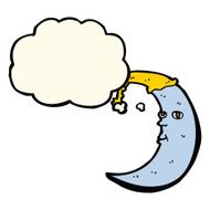 sleepy moon cartoon with thought bubble N5