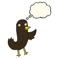 funny cartoon bird with thought bubble N92