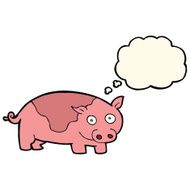 cartoon pig with thought bubble N15