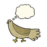 cartoon bird with thought bubble N200