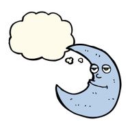 happy cartoon moon with thought bubble N3