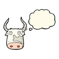 cartoon cow with thought bubble N29
