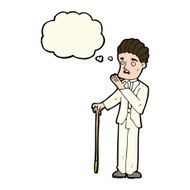 cartoon shocked gentleman with thought bubble N8