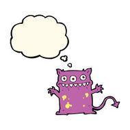 cartoon little monster with thought bubble N23