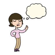 cartoon woman ignoring with thought bubble N22