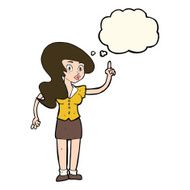 cartoon pretty woman with idea thought bubble N53