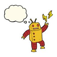 cartoon robot with thought bubble N113