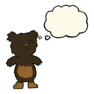 cartoon teddy black bear with thought bubble N7