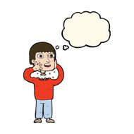 cartoon secret robot with thought bubble N8