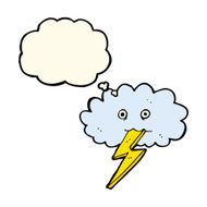 cartoon lightning bolt and cloud with thought bubble N4