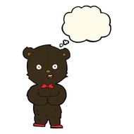 cartoon teddy black bear with thought bubble N8