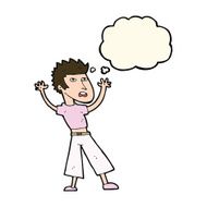 cartoon man panicking with thought bubble N39