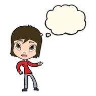 cartoon pointing woman with thought bubble N23