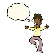 cartoon terrified man with thought bubble N160