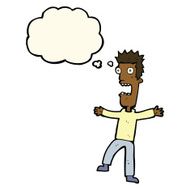 cartoon terrified man with thought bubble N161