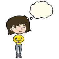cartoon friendly woman with thought bubble N52