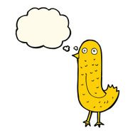 funny cartoon bird with thought bubble N93