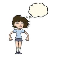 cartoon happy woman with thought bubble N189