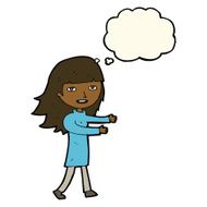 cartoon happy girl with thought bubble N68