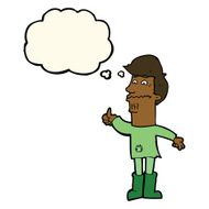 cartoon nervous man with thought bubble N102