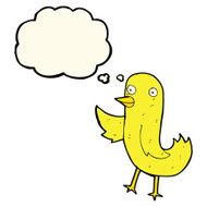 funny cartoon bird with thought bubble N94