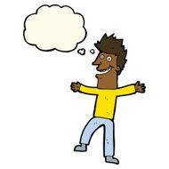 cartoon happy man with thought bubble N341