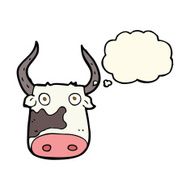 cartoon cow with thought bubble N30