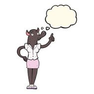 cartoon werewolf woman with idea thought bubble N4