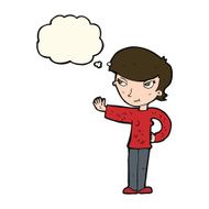 cartoon woman waving with thought bubble N266