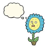 cartoon flower with face thought bubble N17