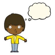 cartoon amazed boy with thought bubble N15
