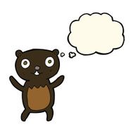 cartoon black bear cub with thought bubble N46