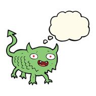 cartoon little demon with thought bubble N21