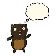 cartoon black bear cub with thought bubble N47