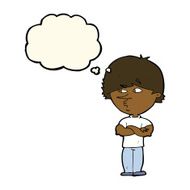 cartoon suspicious man with thought bubble N27