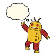 cartoon robot with thought bubble N114