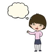 cartoon woman explaining with thought bubble N38
