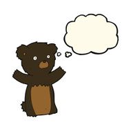 cartoon black bear cub with thought bubble N49