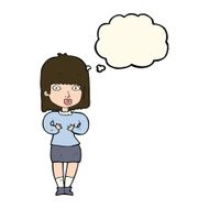 cartoon shocked woman with thought bubble N72