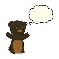 cartoon black bear cub with thought bubble N51