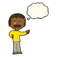 cartoon man with mustache pointing thought bubble N23