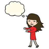 cartoon happy girl with thought bubble N69