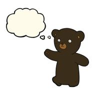 cartoon black bear cub with thought bubble N52