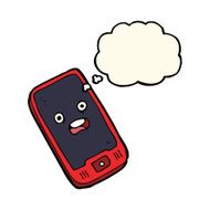 cartoon mobile phone with thought bubble N4