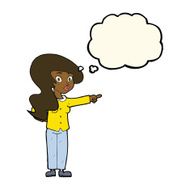 cartoon pretty woman pointing with thought bubble N31